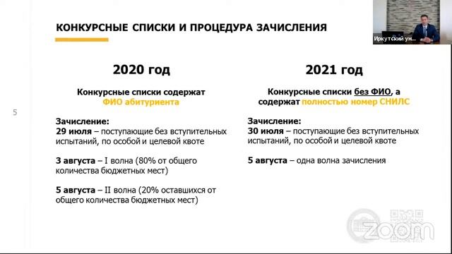 Изменения в правилах приёма ИГУ в 2021 году смотреть онлайн