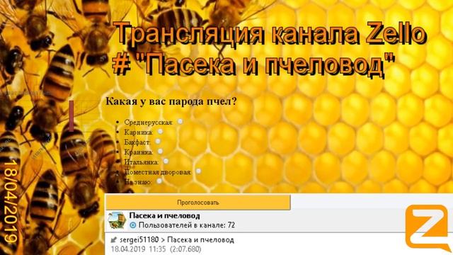 Трансляция канала Zello "Пасека и пчеловод". (Обзор за день) 18/04/2019 смотреть онлайн