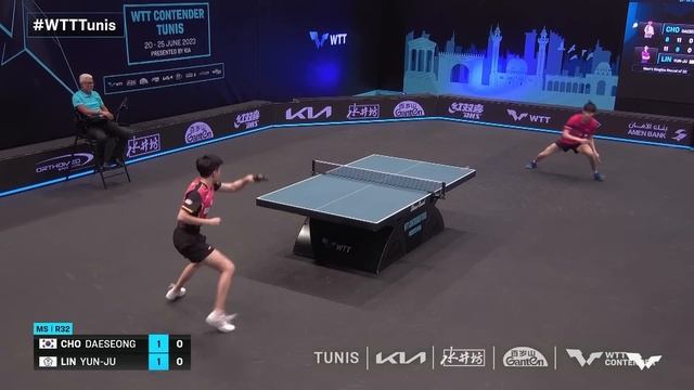 Cho Daeseong vs Lin Yun-Ju | MS R32 | WTT Contender Tunis 2023 смотреть онлайн
