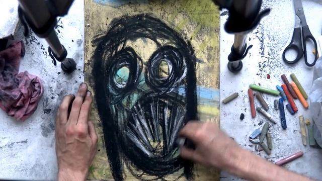 Scream: artist Alyonin draw depressed expression abstract paintitg art brut outside art смотреть онлайн