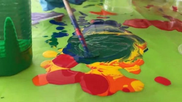 Fluid Art техника для начинающих. Радужная картина.