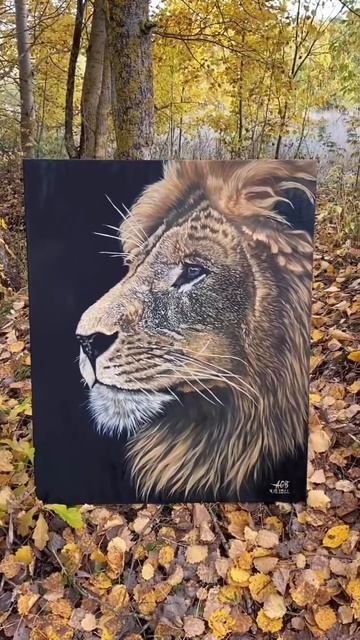 Лев масляными красками на холсте смотреть онлайн