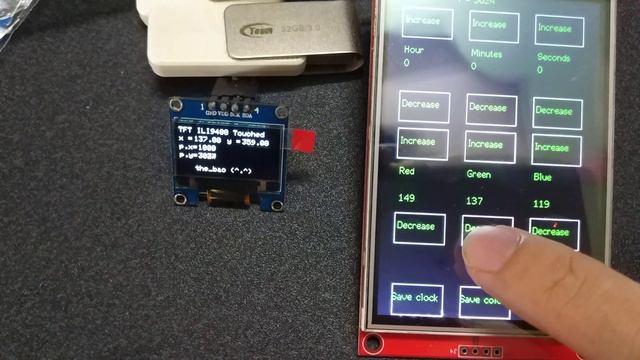 Arduino, WS2812 set color, OLED set clock by ILI9488 смотреть онлайн