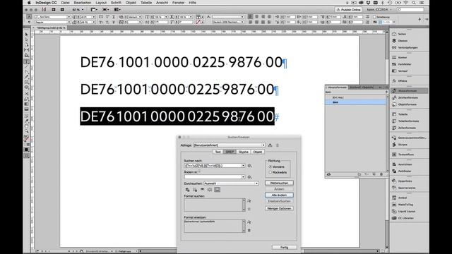 InDesign: IBAN Nummer automatisch per GREP formatieren смотреть онлайн
