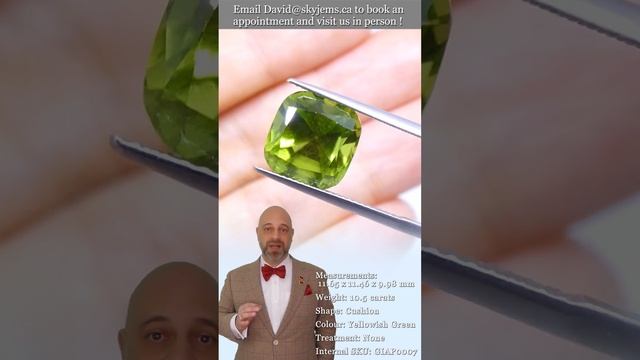 10.5ct Cushion Yellowish Green Peridot GIA Certified - Giap0007 смотреть онлайн