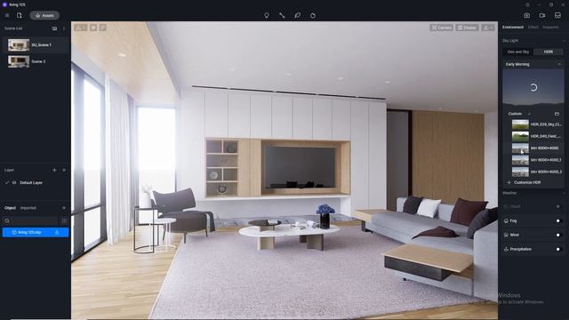 D5 Render realistic interior rendering tutorial | Living room 125 смотреть онлайн