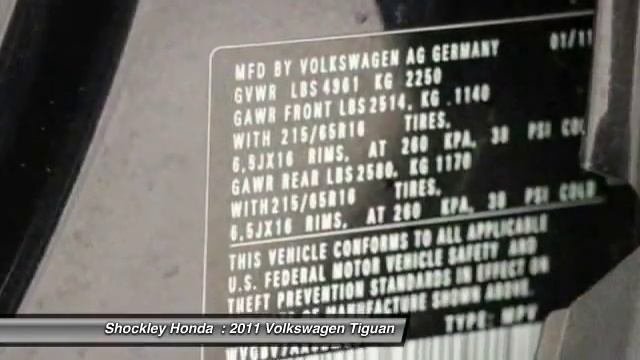 2011 Volkswagen Tiguan Frederick MD 32988A смотреть онлайн