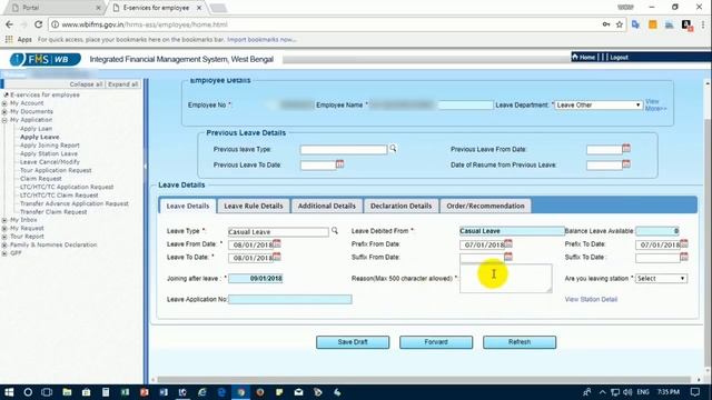 How to apply for Casual Leave Online for WB Govt Employees || WBIFMS HRMS смотреть онлайн