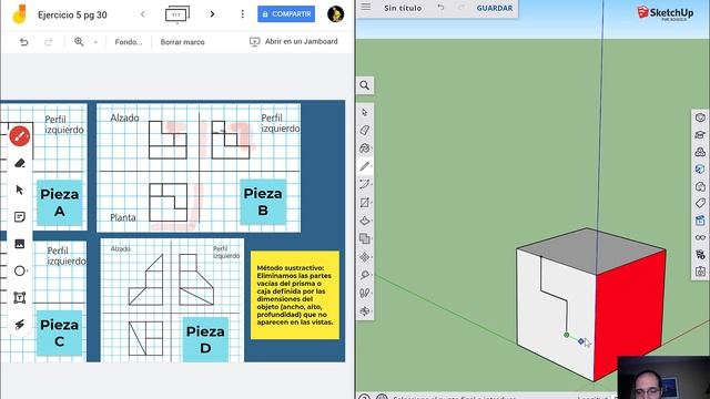 Visualización de piezas con SketchUp for Schools a partir de sus vistas. смотреть онлайн
