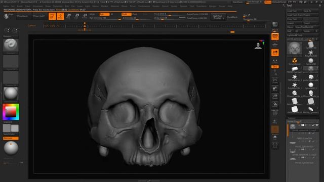 Human male skull, time lapse, Zbrush sculpt. смотреть онлайн