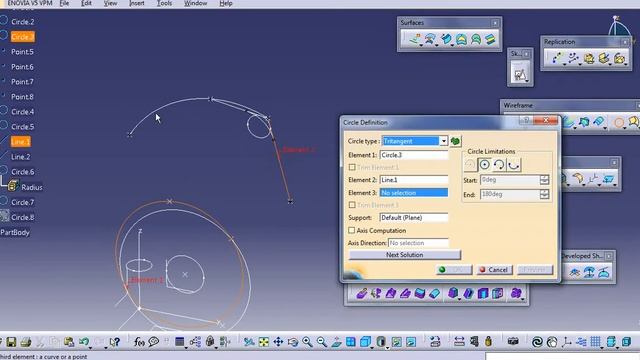 CIRCLE CORNER CONIC CONNECT CURVE CATIA V5 смотреть онлайн