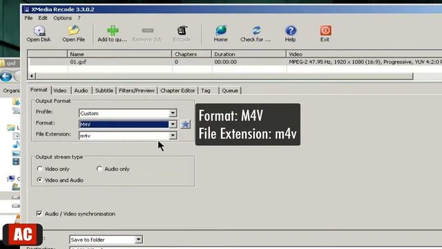 Convert .GXF to M4V on Windows-XMedia Recode смотреть онлайн