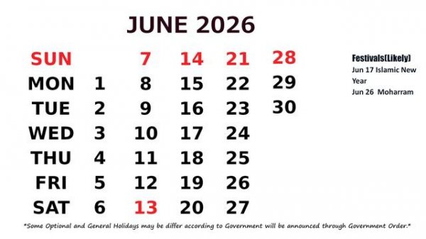 June Calendar 2026
