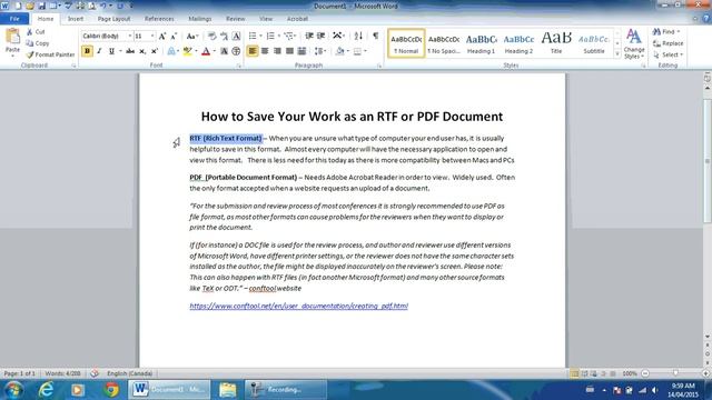 How To Save A File As An RTF Or PDF
