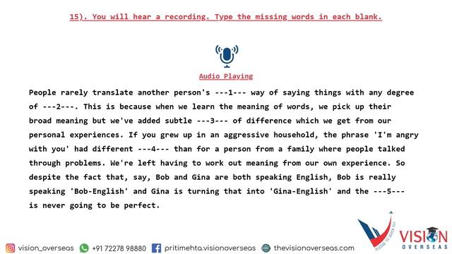 PTE Listening Fill in the Blanks | March 2021 Exam Prediction II | Vision Overseas смотреть онлайн