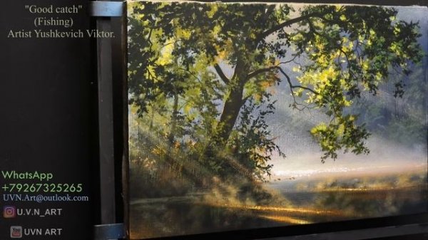 "Good catch" (Fishing) Acrylic painting. Artist - Viktor Yushkevich. #92 photos 2021.