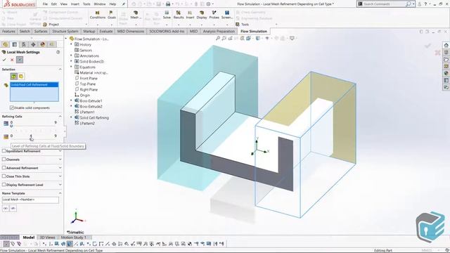 SOLIDWORKS Flow Simulation - Mesh Refinement Depending On Cell Type смотреть онлайн