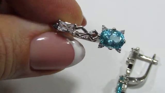 Серьги с неоновыми апатитами 2.83ct (8х6х4 мм), лампы