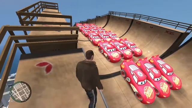 Lightning McQueen Mega Ramp Jumps & Crashes Ep. 1 - GTA 4 смотреть онлайн