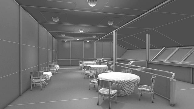 LZ 129 Hindenburg Restaurant 01 3D Model Scene Wire Frame смотреть онлайн