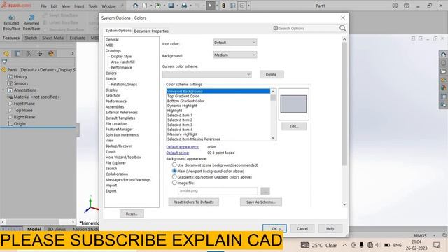 SOLIDWORKS 2023 TUTORIALS FOR MECHANICAL ENGINEERING |HOW TO CHANGE BACKGROUND COLOUR | EXPLAIN CAD смотреть онлайн