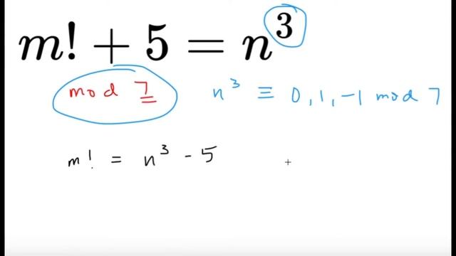 Positive Integer Solutions to m! + 5 = n^3 || High School Math смотреть онлайн