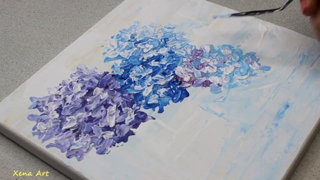 Hydrangea Flowers | Easy Acrylic Palette Knife painting #172 смотреть онлайн