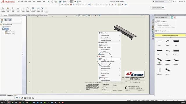 SOLIDWORKS Drawing Show Properties in RMB click