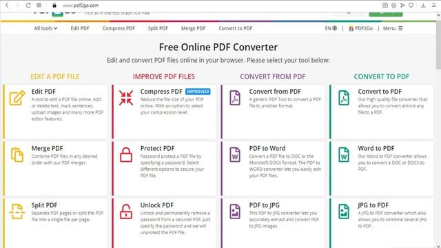 How to Edit PDF || Tutorial pdf2go || Compress PDF I| Protect PDF I| Unlock PDF || PDF to JPG [2020 смотреть онлайн