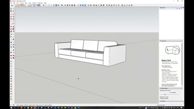 SketchUp Tutorial: sofa couch furniture modeling смотреть онлайн