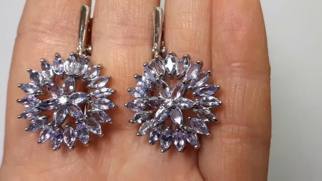 Серебряные серьги с танзанитами ШАРМ смотреть онлайн