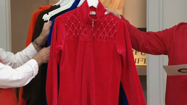 Quacker Factory Glam Velour Zip Front Jacket with Quilted Yoke on QVC смотреть онлайн
