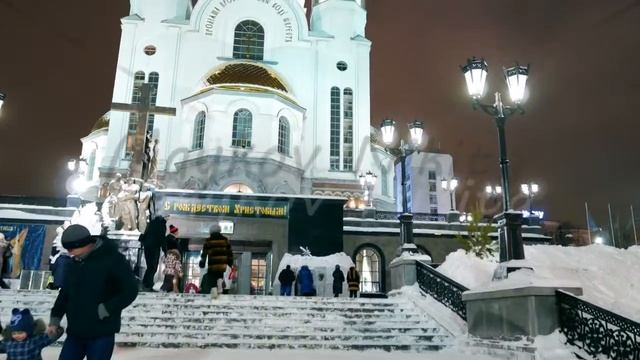 Stairs to the temple. Church on Blood. Ekaterinburg, Russia. 4K