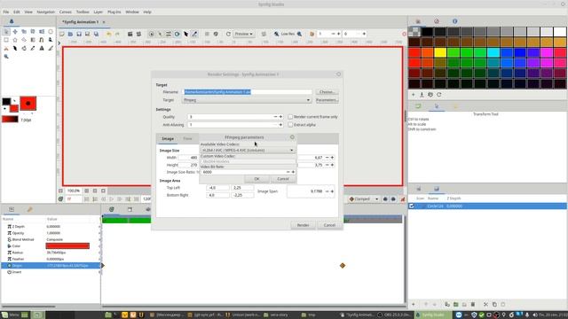Synfig - Как экспортировать в MP4 с кодеком H264 без потери качества