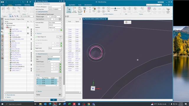 Siemens NX 2206 How To Make An Internal Thread Milling Operation смотреть онлайн