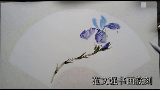 Chinese brush art of Purple iris flower смотреть онлайн