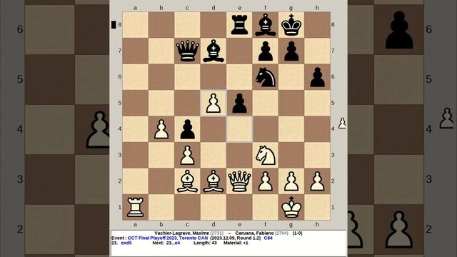 Vachier Lagrave, Maxime vs Caruana, Fabiano | Champions Chess Tour Playoff 2023, Toronto R1 2 смотреть онлайн