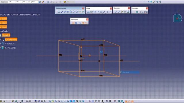 SKETCHER #9 - CENTERED RECTANGLE / CATIA V5 (CATIALOG) смотреть онлайн
