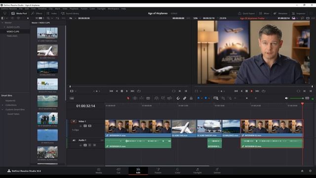 DaVinci Resolve 18 //// Урок 1 /// EDIT // Часть 7 / Удаление и обрезка клипов в таймлайне смотреть онлайн