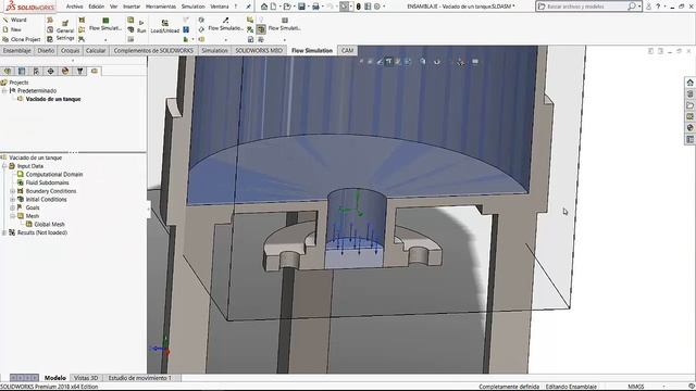 Tiempo de vaciado de un tanque | Simulación | Cálculo | SolidWorks смотреть онлайн