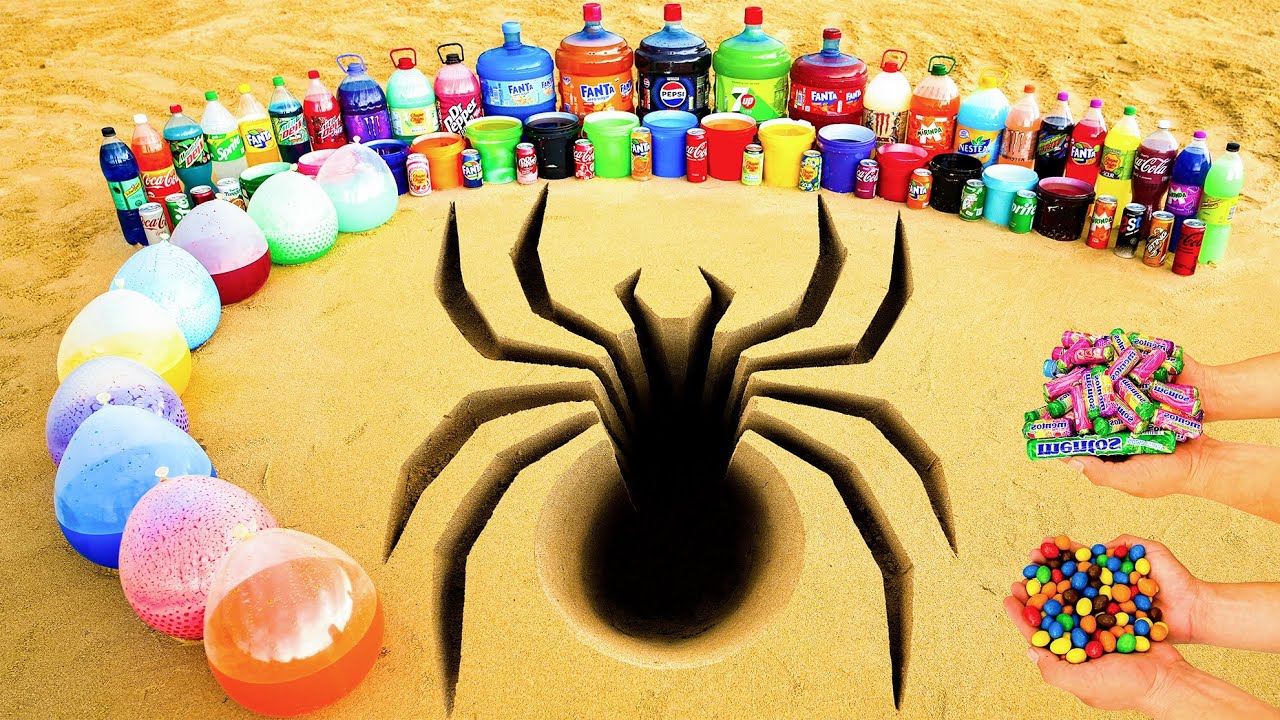 Извержение зубной пасты «Слон» из паучьей норы с Big Pepsi, Fanta, 7up, Monster, Cola и Mentos