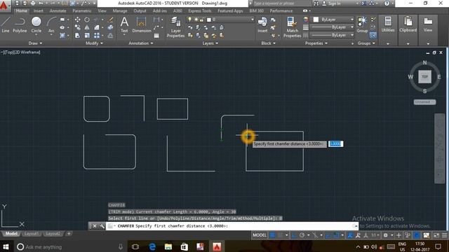 AUTO CAD TUTORIAL -6. How to Use the Fillet , Blend curvs and Chamfer in drawing смотреть онлайн