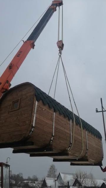 Установка бани "Квадро" 6 метров 25 тонным краном на Бору. смотреть онлайн