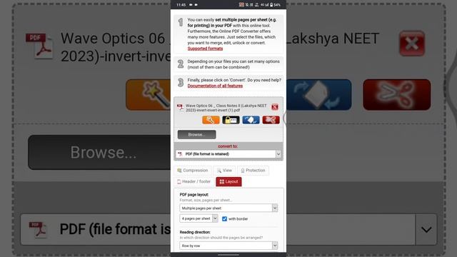 Convert 1 pages PDF to 4 pages PDF easily #neet #jee #pw смотреть онлайн