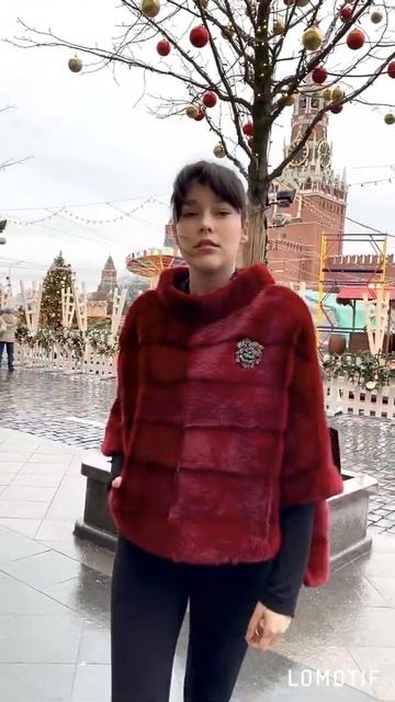Норковый свитер, воротник стойка, цвет рубин