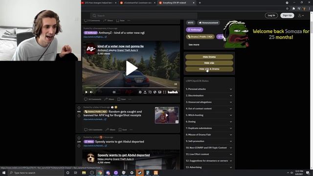 xQc React to Hiding Himself on GTA Reddit "Hide xQc, Hide Drama, Hide xQc and Drama" смотреть онлайн