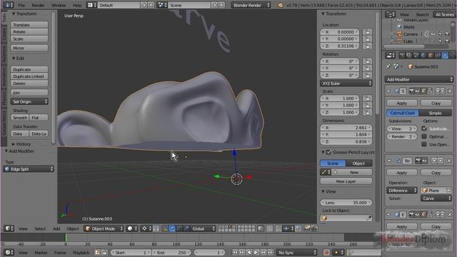 Tutorial I Blender 2.78 Boolean Modifier смотреть онлайн