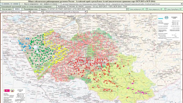 Сейсмическое районирование регионов Алтайский край и Республика Алтай