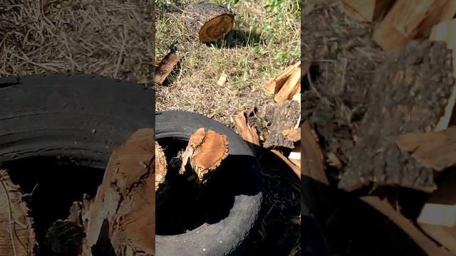 Рубаем дрова с помощью покрышки смотреть онлайн