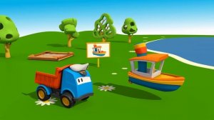 Видео для детей. Грузовичок Лева и Кораблик Элаяс готовят подарок Экскаватору Капу.